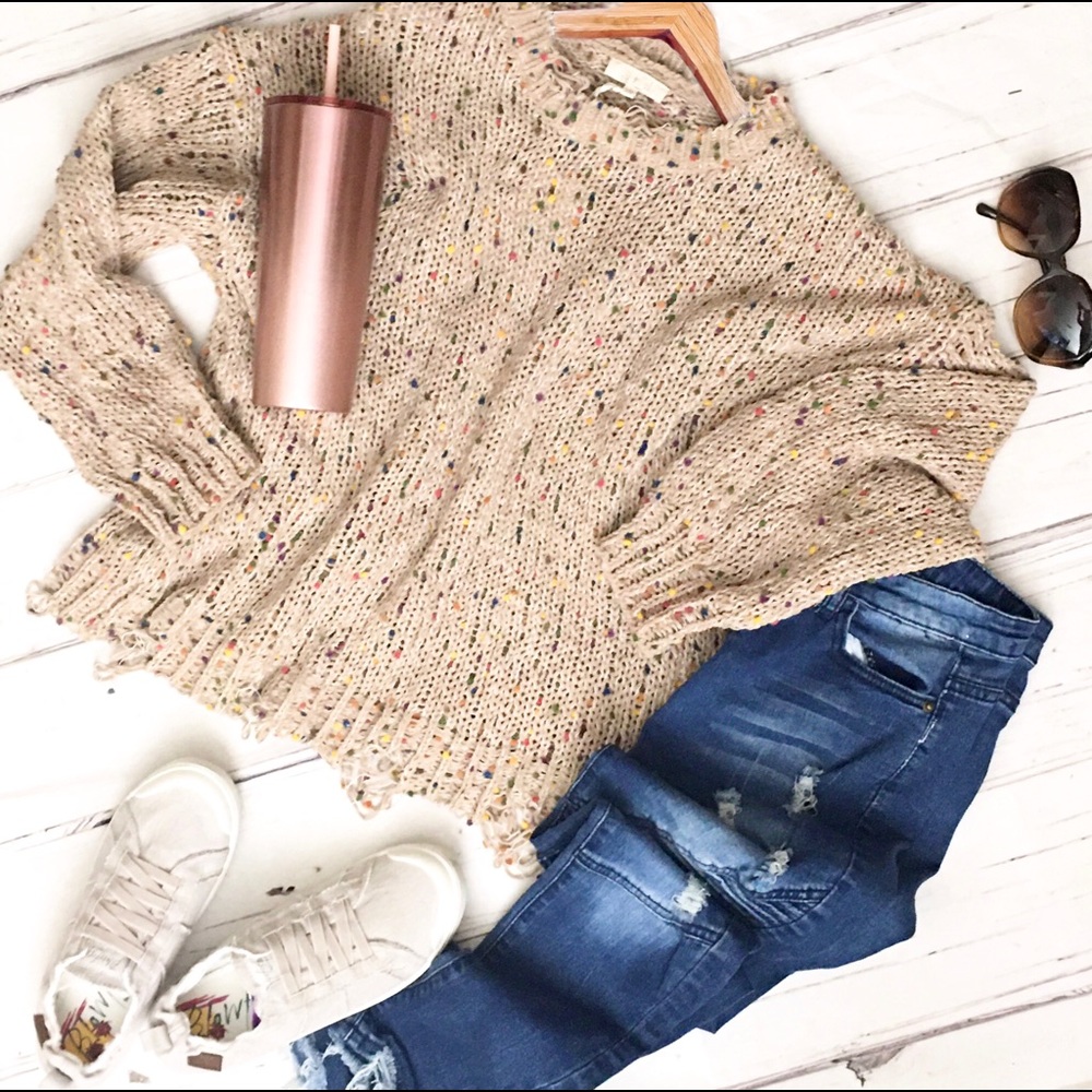 Confetti distressed sweaters